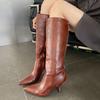 Fashion Sexy Pointy Toe Knee High Boots Women High Quality Leather High Heel Winter Boots for Women Side Zipper Designer Luxury Shoes