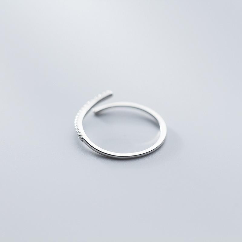 925 Sterling Silver Simple Adjustable Finger Rings Stackable Zirconia Open Size Ring For Women Party Fine Jewelry Gifts