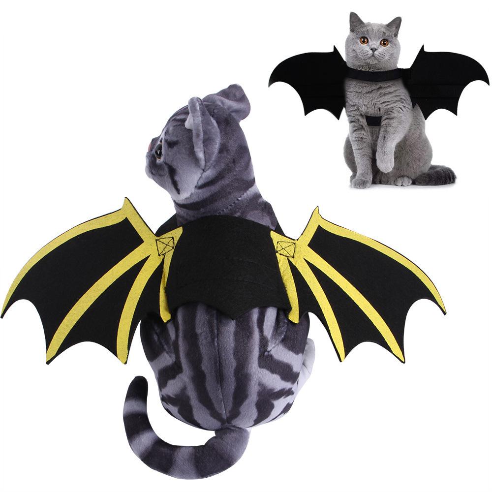 

Pet Halloween Bat Chest Back, Cat Costume Cat Print Bat Wings Bell Transformation S