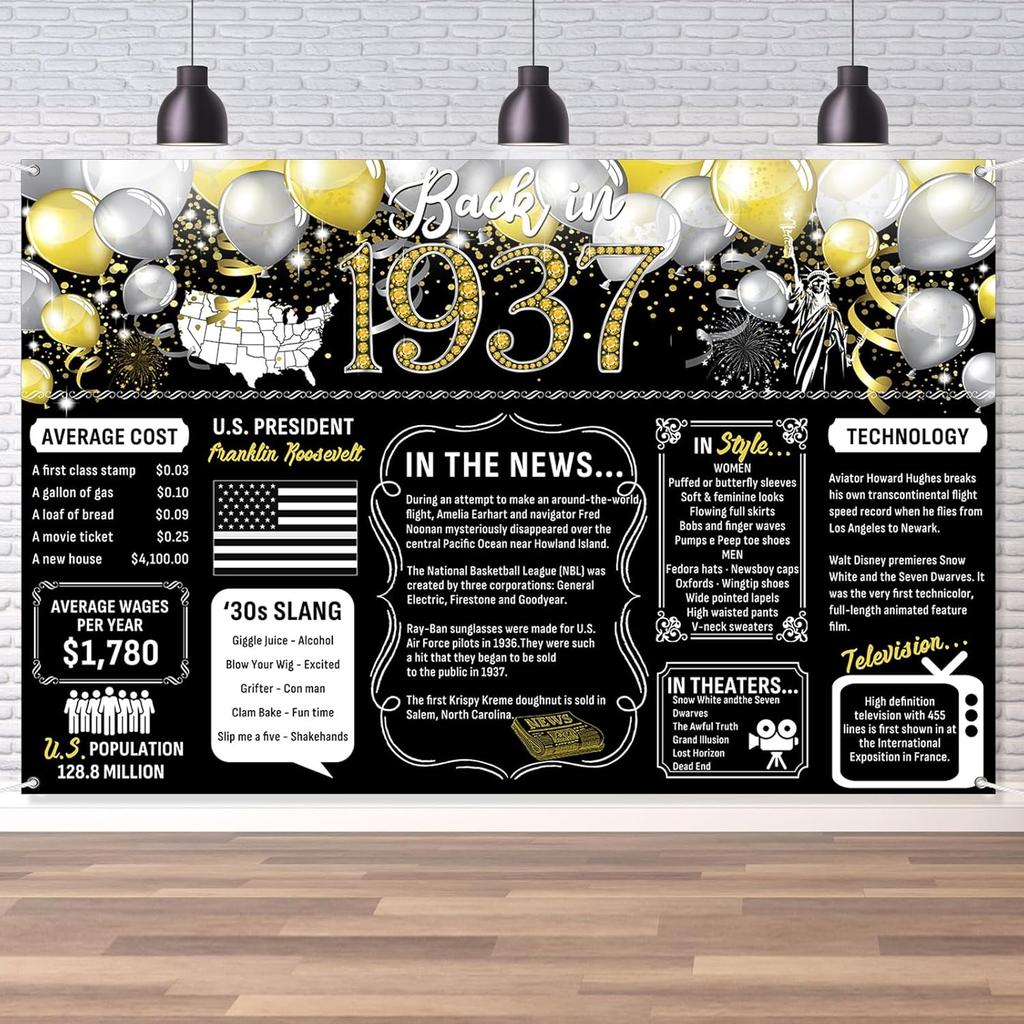 50th Birthday Black Gold Party Decoration Back In 1976 Backdrop Large Banner Birthday Party Poster Supplies Vintage 1976 Photography Background for