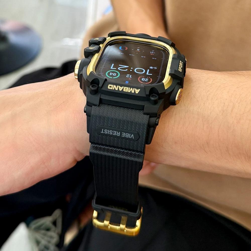 LUJING Σχεδιασμός Κιτ Τροποποίησης Για Apple Watch Σειρά 11 46mm 45mm 44mm Θήκη Ανακατασκευής Λουράκι Σιλικόνης Για iWatch Ultra 3 49mm 10 9 8 7 6 SE 5 4 Βραχιόλι