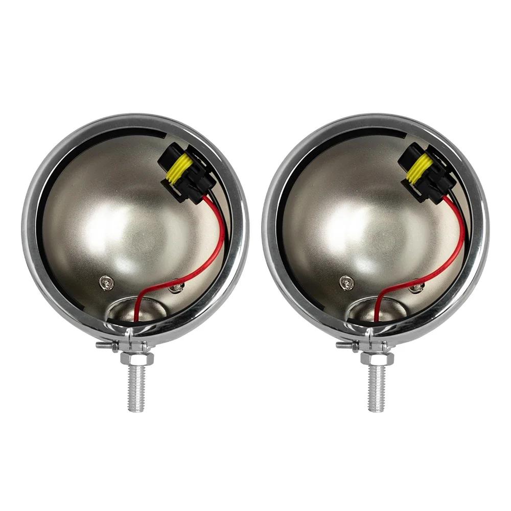For Harley Road King Electra Glide FLHXS FLHX 2PCS 4.5" Motorcycle Headlight Housing Passing Fog Light Bulb Bucket Assembly