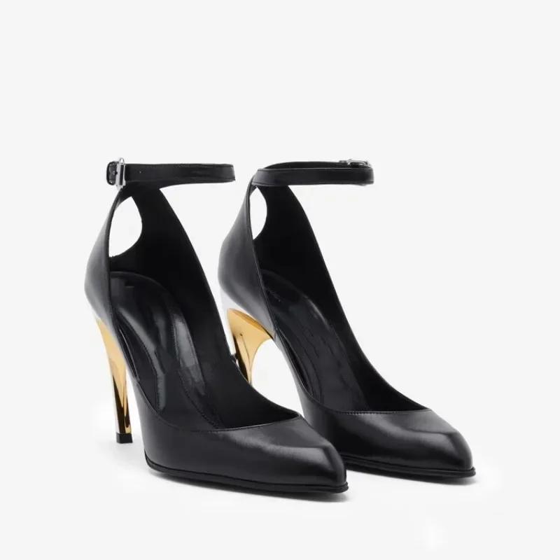 Fashion Fashion Black White Irregular Heel Women High Heeled Shose Spring Autumn European American Personalized Single Shoe Size 34-43