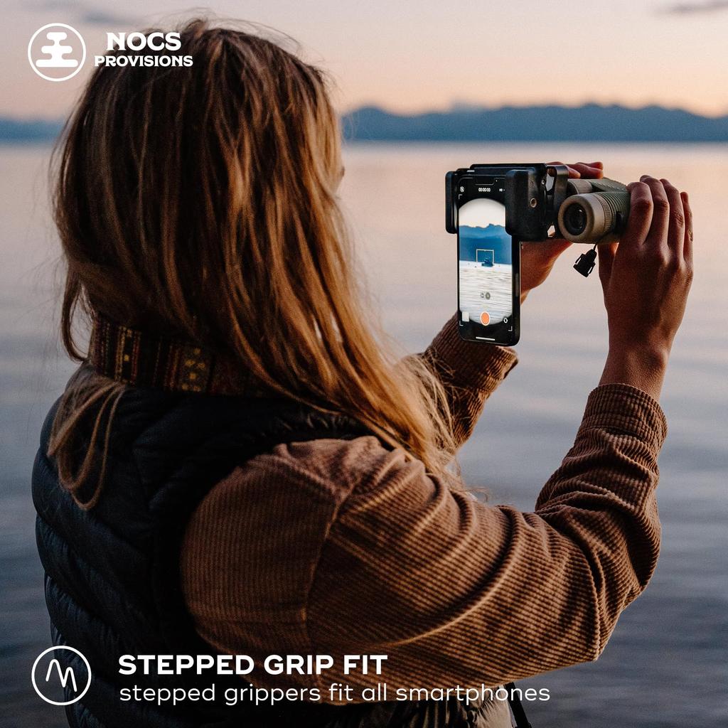 Nocs Provisions Binocular/Monocular Accessory (PHOTO RIG SMARTPHONE ADAPTER) Black Photo/Video Shooting Adapter for iPhone Smartphones, Travel, Sports