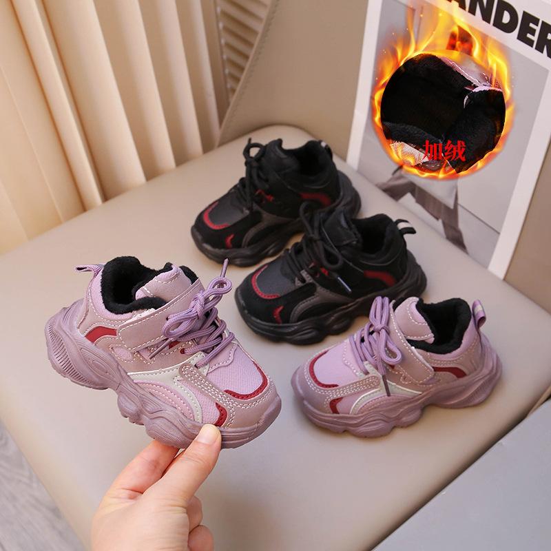 Boys shoes casual sports shoes winter velvet thermal shoes girls dad shoes two cotton velvet baby thermal cotton shoes