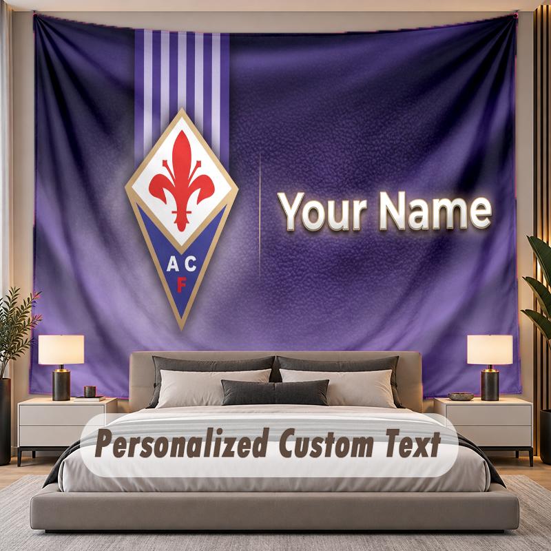 Custom Name Text Tapestry Fiorentina FC Personalized Polyester Wall Tapestry For Bedroom And Room