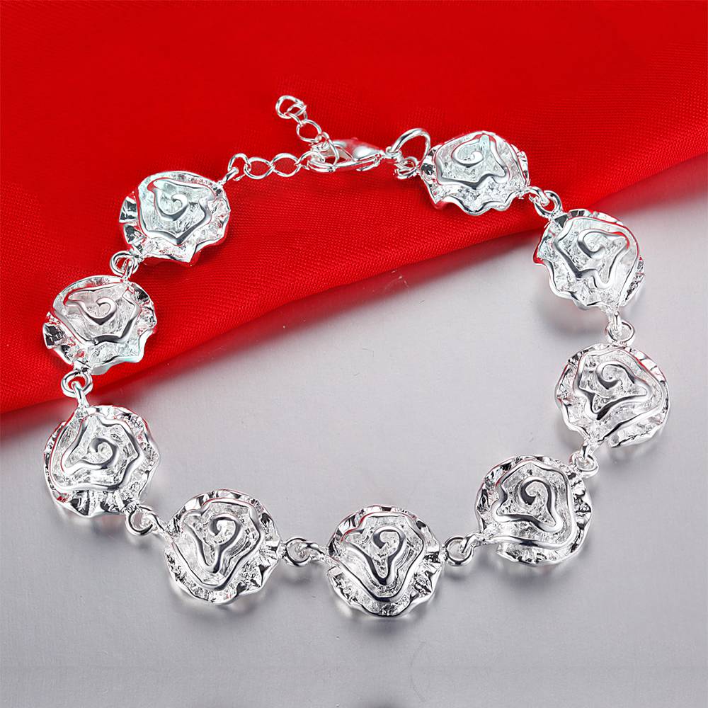 Rosenblüten 925 Sterling Silber Armband Hohe Qualität Romantik Kette Für Frau Mode Verlobungsparty Hochzeit SchmuckGutes Produkt