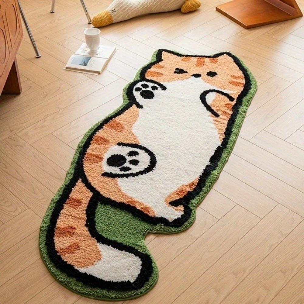Non Slip Cat Shaped Floor Mat Soft Floor Mat Cartoon Bedroom Rug  for Bedroom