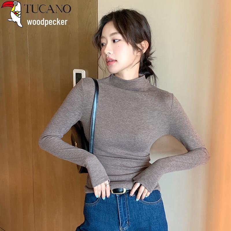 Women's Wool Silk Blend Semi-High Neck Base Layer T-Shirt