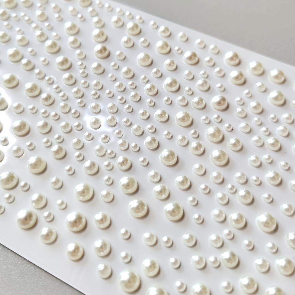 Multifunctional Self-Adhesive White Simulation Pearl Stickers, Flat Back Perfect for Makeup, Nail Art, DIY Crafts And Home Decor