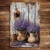 Vintage Metallwandkunst Antike Teekanne Lavendelblumen Dekor x Zoll Rustikaler Bauernhausstil Eisenplakette für Zuhause