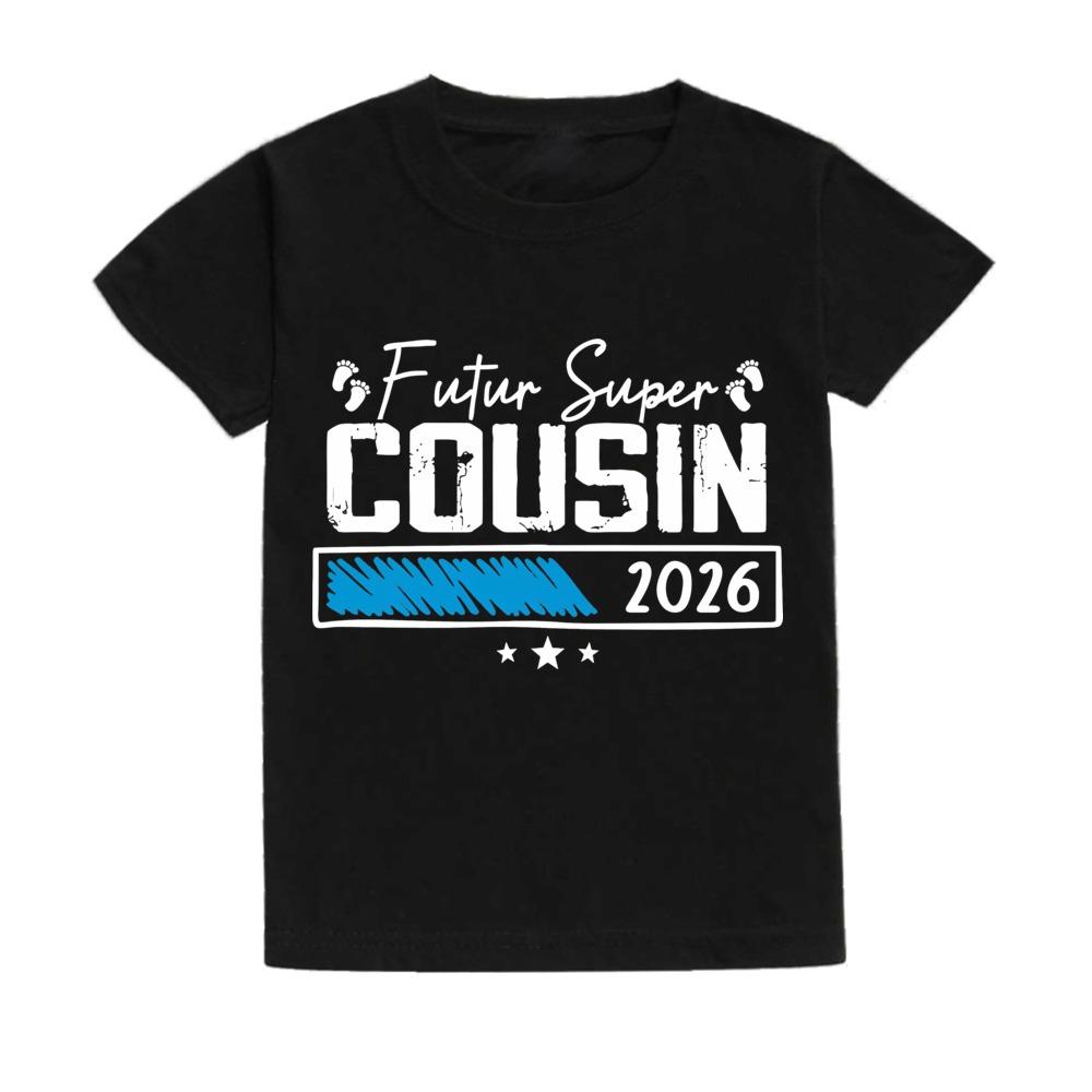 Feture Super Cousin 2026 Kid Tshirt Casual Short Sleeve Child Tee Tops Round Neck T Shirt Pregnancy Announcement