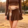 Long Strip Plush Belt Deer Print Fuzzy Belt New Fur Waist Belt  Daily Outfits