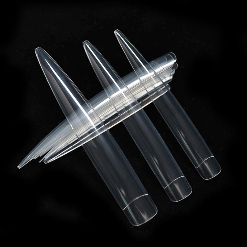 120pcs Long Fake NailsFull Coverage Clear Nail Tips for Nail Art Manicure Practice in Various Sizes Easy Application