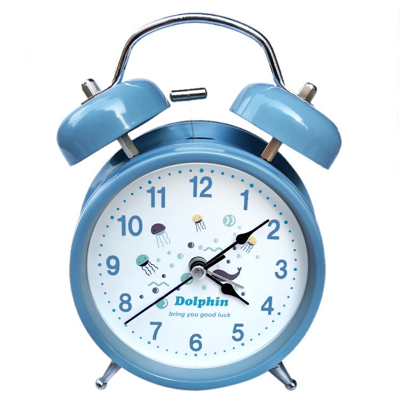 4" Silent Metal Alarm Clock with Light & Customizable Logo for Kids/Students