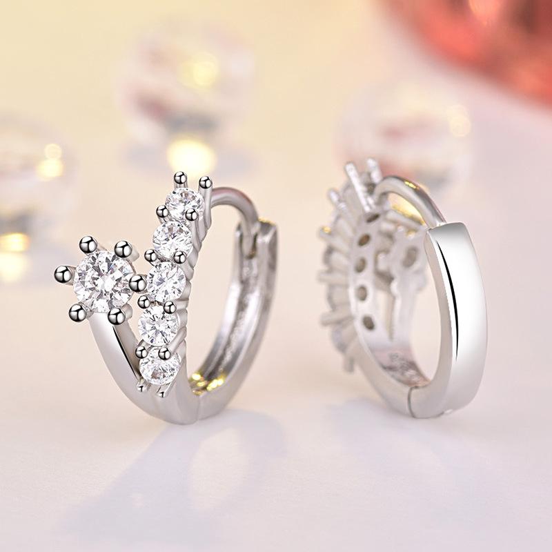 925 Sterling Silver Zircon Buckle Earrings For Women Fashion Exquisite Student Girlfriend Jewelry Accessories Party GiftGood product