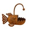 Baizihuahu Fish Shaped Metal Planter, Rustic Anglerfish Flower Pot, Decorative Rusty Plant Pot for Succulents Cacti Small Plants