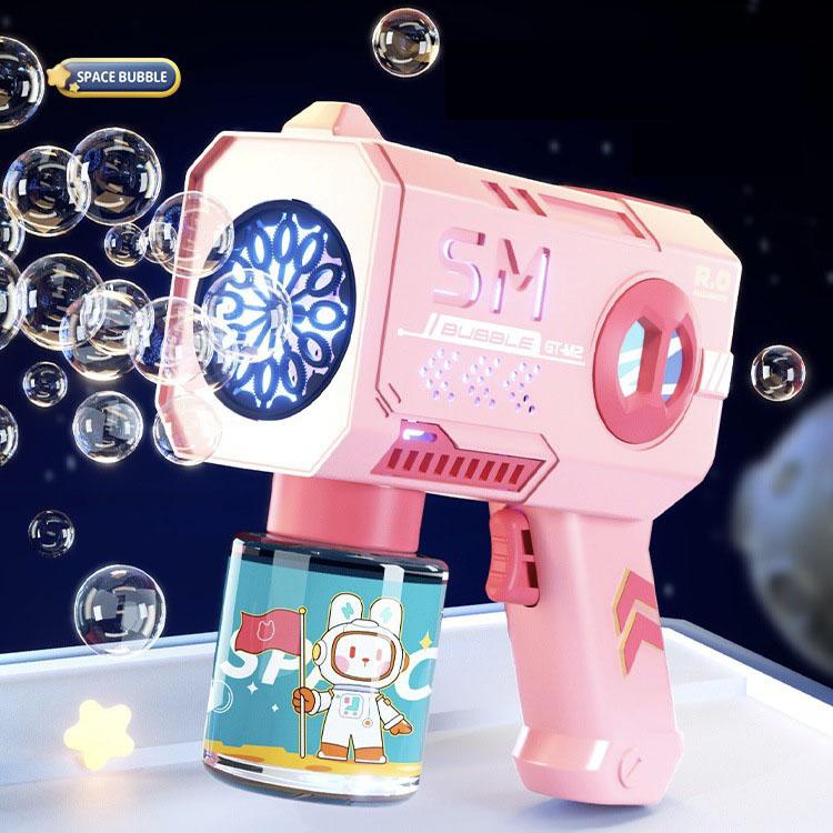 New Electric Automatic Light Bubble Machine Bubbles Gun Summer Beach Bath Outdoor Game Fantasy Toys for Children Kids Gift