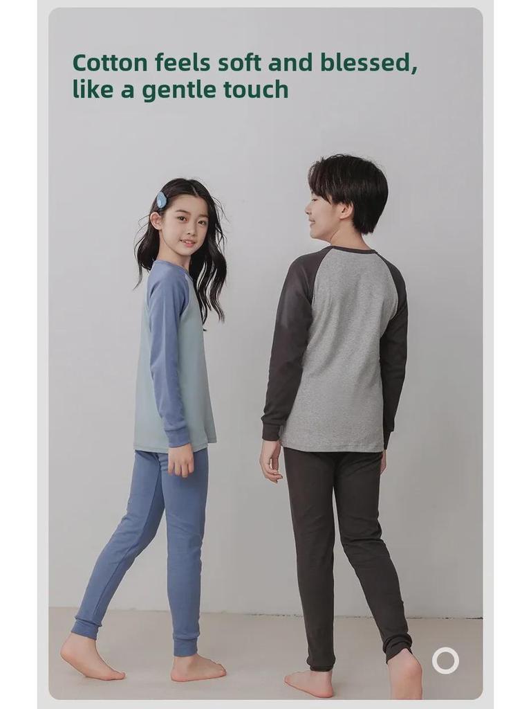 Kinder Unterwäsche Set aus reiner Baumwolle für Herbst und Winter: Jungenpullover & Mädchen Rundhals Mittelhals Bekleidung