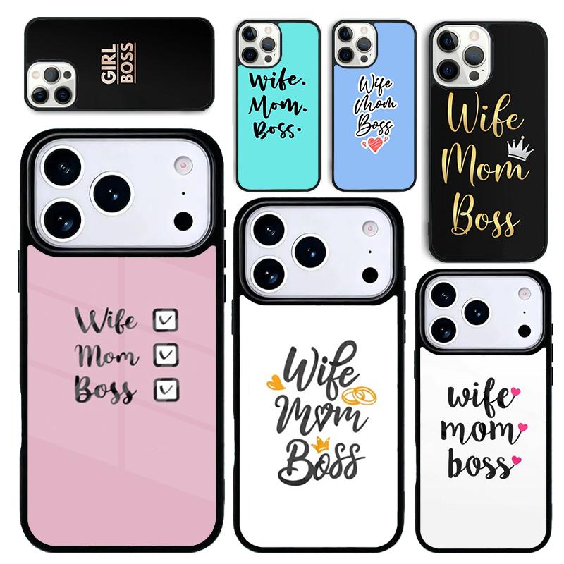 Capa Case for iPhone 17 Air 16 Pro Max 15 Plus 11 13 Mini 14 12 Back Phone Cover Wife Mom Boss Quotes
