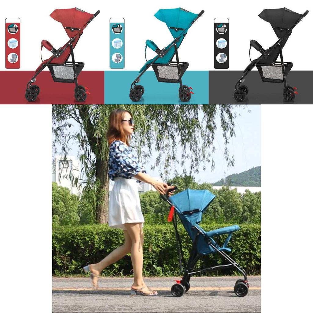 Sturdy Steel Frame Baby Stroller Convenient Folding Umbrella Design For Travel Use