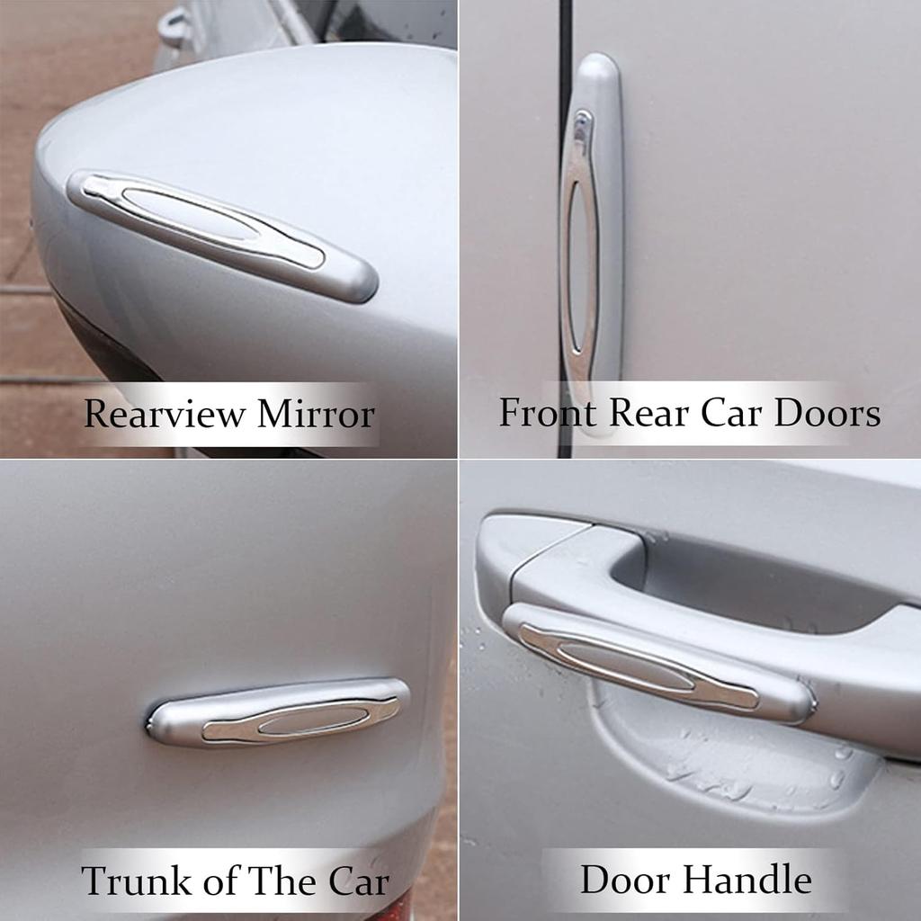 4 Pcs Car Door Edge Guards Car Side Door Protector Suitable For Various Car Pads Door Shock Absorbers-White