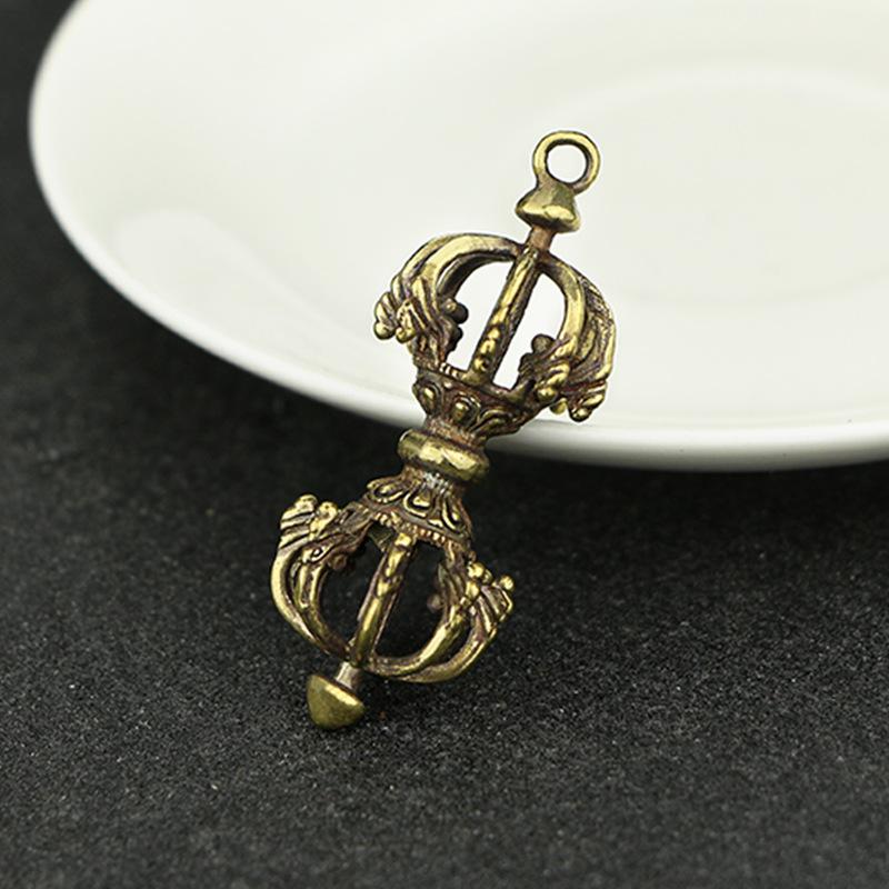 1.8" Tibetan Buddhism Bronze Vajra Dorje Phurpa Exorcism Talisman Statue Pendant