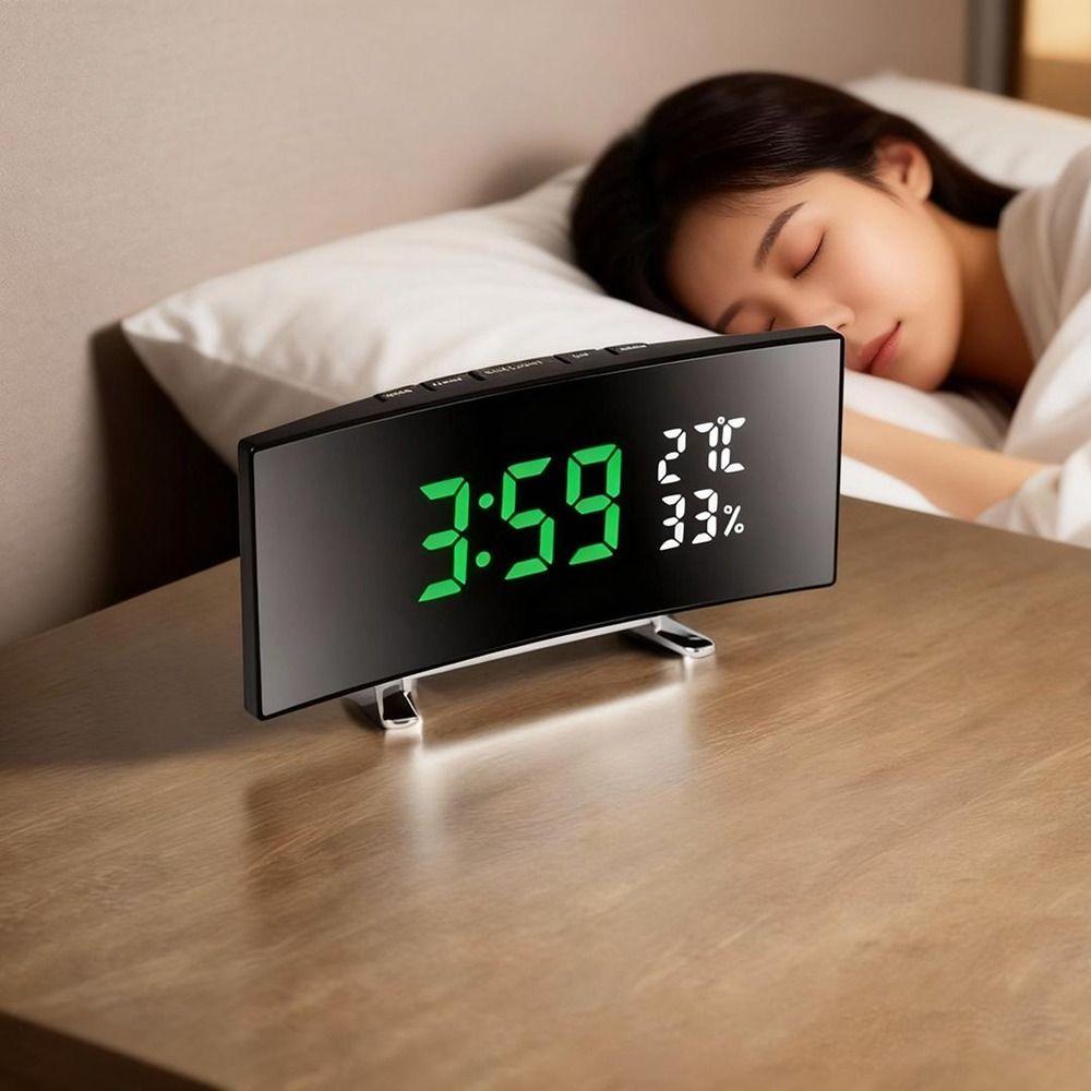 Curved Screen Desk Clock Large Table Clock Modern LED Digital Clock  Home Decor