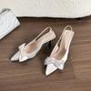 Women Sandals Fashion Summer New French Satin Thin Heel Bag Head Sandals Women High Heels Temperament Sweet Bow Single Shoes