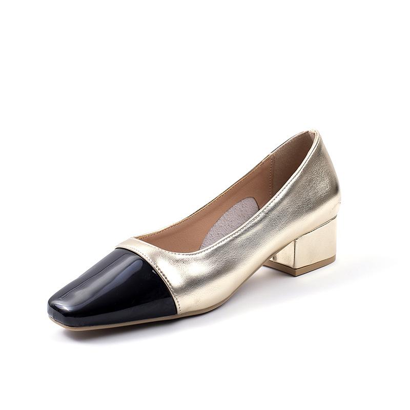 

French silver light mouth single shoes women s autumn new Mary Jane women s shoes are not tired of foot color matching thick heel high heels 34