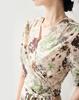 [Mint Manbo] Spring/Summer V-neck Printed Lace for Skinny Silk Dress, Mulberry Silk Style Long Dress for Women