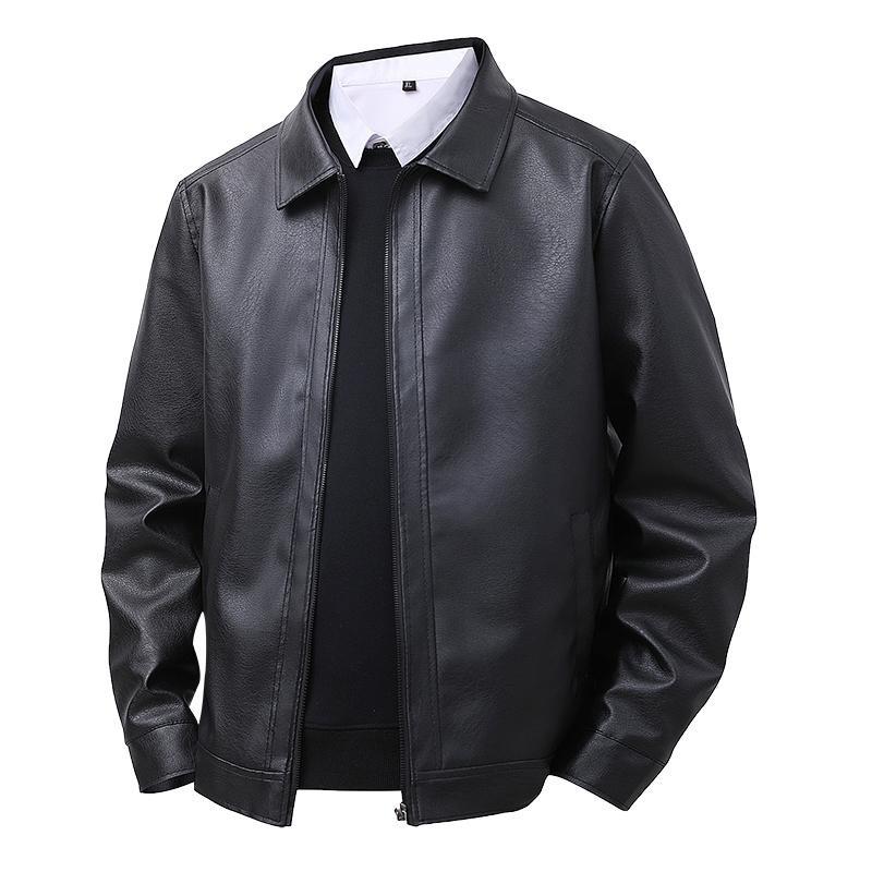 New Leather Jacket for Men In Autumn Men's Slim Lapel Casual Top Windproof Casual Jacket