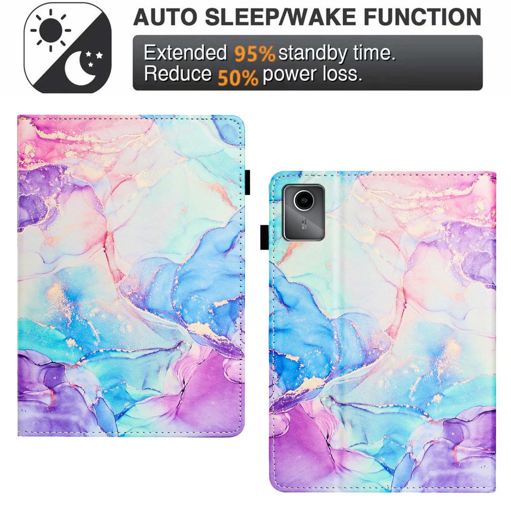 For Lenovo Tab M11/Xiaoxin Pad 11 2024 Case Marble Leather Protective Tablet Cover Auto Wake Sleep