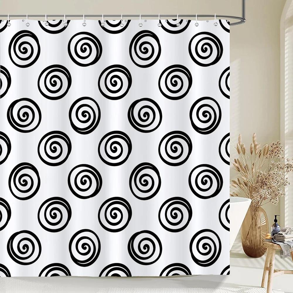 Black And White Modern Simple Shower Curtain Home Bathroom Decoration Printing Polyester Fabric Bath Curtains With Hooks
