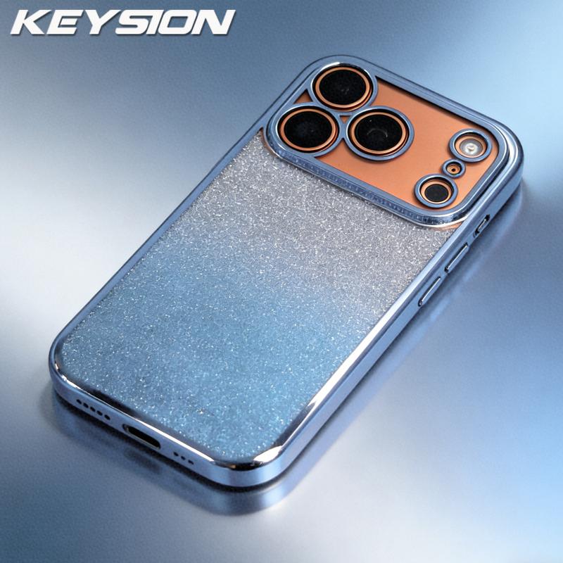 KEYSION Luxury Plating Glitter Phone Case for iPhone 17 Pro Max Transparent Soft TPU Shockproof Back Cover for iPhone 17 Air for iPhone 17