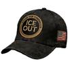 ICE Out Embroidered Baseball Cap Stand For Compassion Kindness Vintage Distressed Hat With American Flag Detail