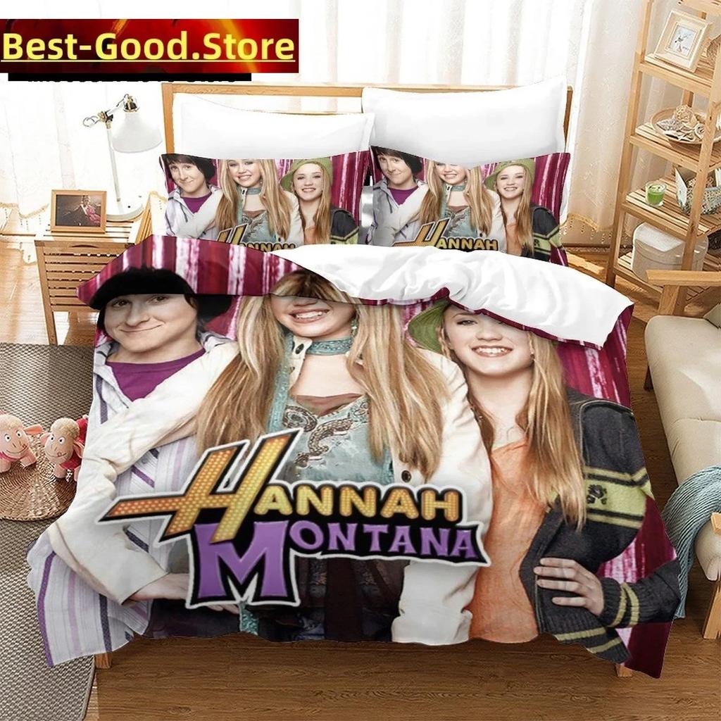 Fashion Hannah Montana Bedding Set Printed Bed Set With Pillowcase Bed Duvet Cover Soft Single Double Queen Super King Size