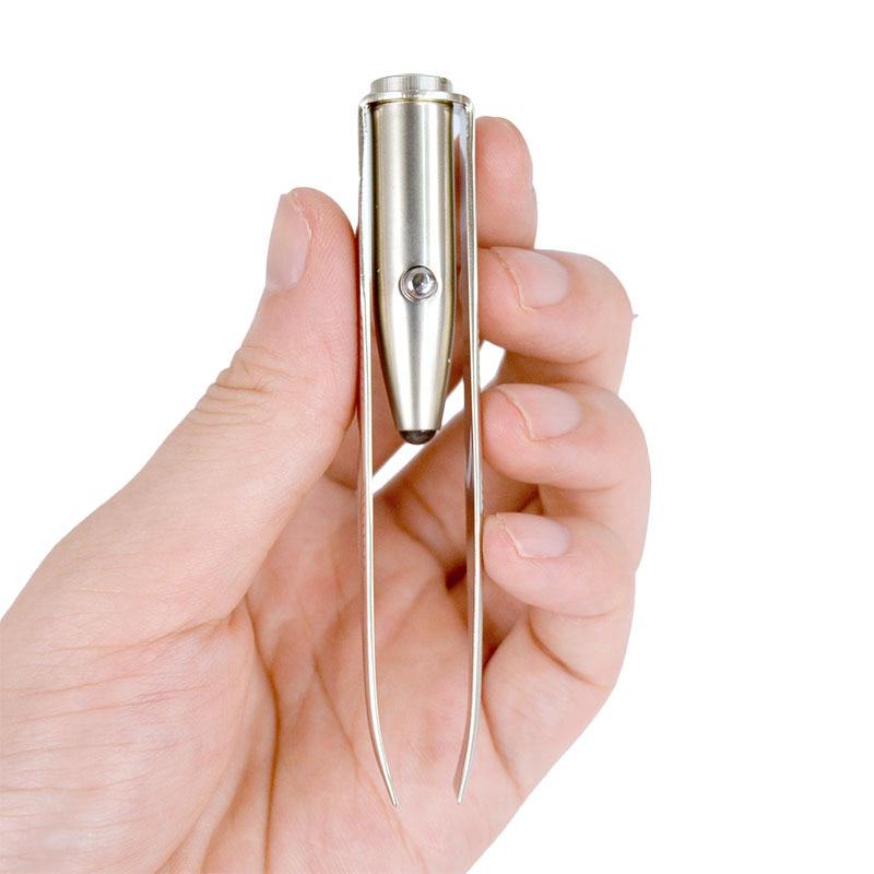 1pc LED Tweezer+3 Batteries Eyelash Eyebrow Eyes Hair Remover Tools Stainless Steel Eyebrow Tweezers