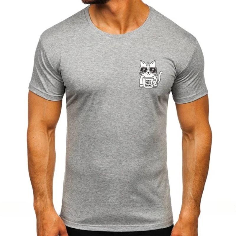 Cotton Short Sleeve Fashion Printed Loose Top Casual T-Shirts Men’s XXXL серый