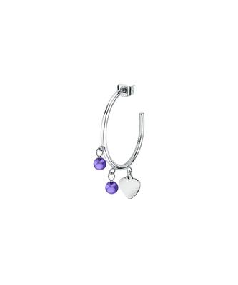 Single Steel Heart Earrings With Tanzanite Beads LPS02AQM45 For Women