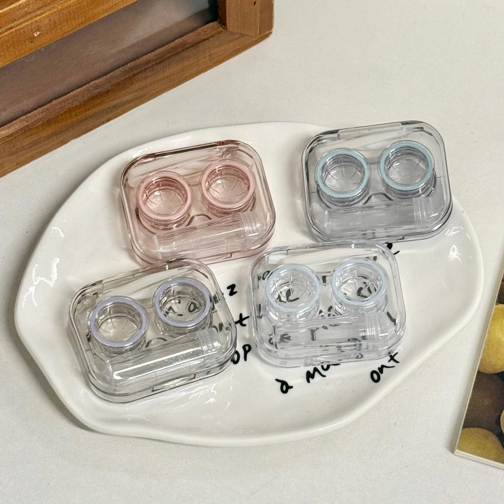 Clear Mini Contact Lens Storage Box Integrated No-screw Cap Portable Compact Travel Lens Holder for Daily Outdoor Use