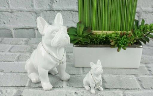 Ceramiczny Pies Buldog Czarny H32 Figura