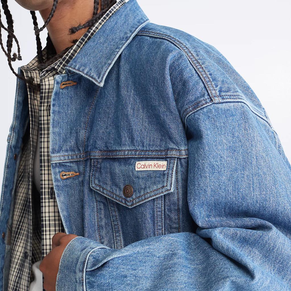 Calvin Klein Solid Color Lapel Single-Breasted Denim Jacket Men Jackets Blue CK-40KM785