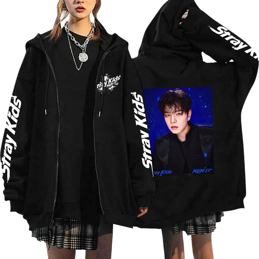 Graphic Print Hoodie Zip Up Oversized Hooded Sweatshirt Casual Streetwear