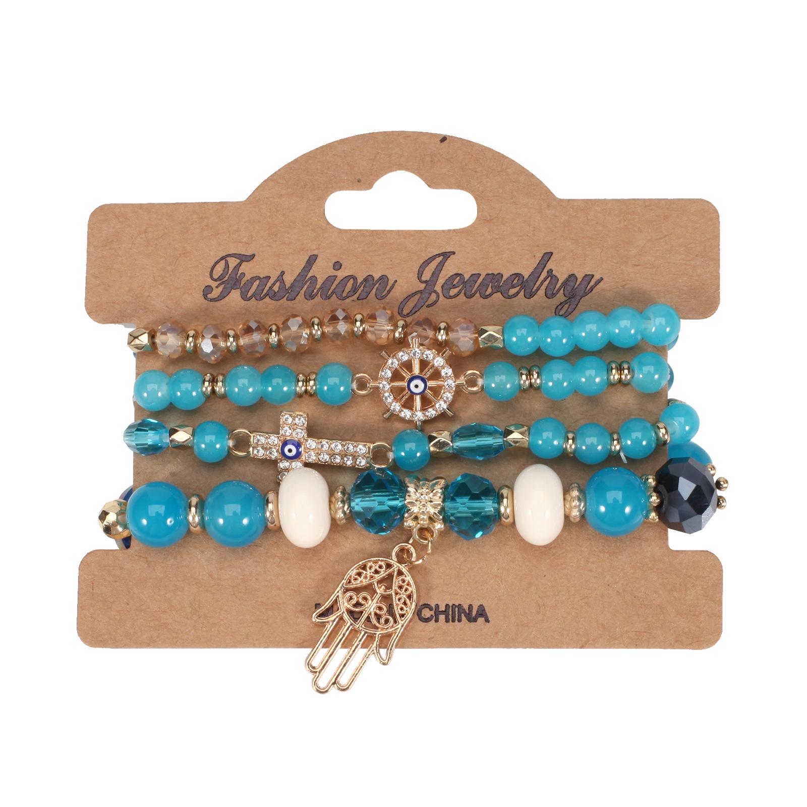 

JYL TS Bracelet Bohemian Independence Day Red White Blue Beads Ignites Pride HY-2865-4 Lake Blue средний фиолетово красный