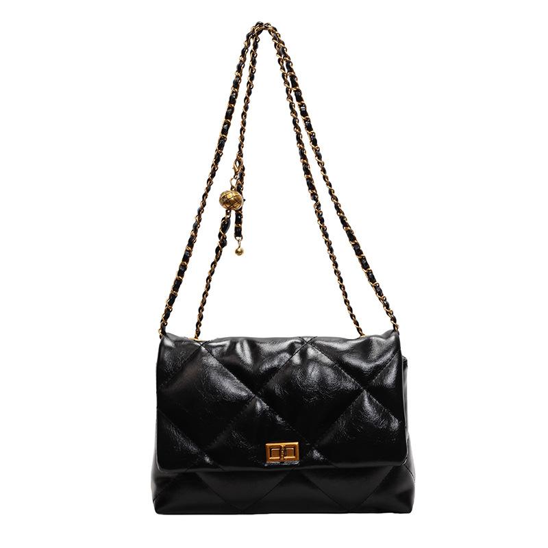 

Сумка большой вместимости женская универсальная новые модели популярны сегодня, сумка на цепочке с ромбами женская на плечо/кроссбоди чёрный