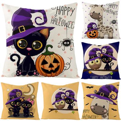 New Home Furnishings Halloween Polyester Pillow Case Home Pumpkin Ghost Fire Cushion Waist Pillow Case