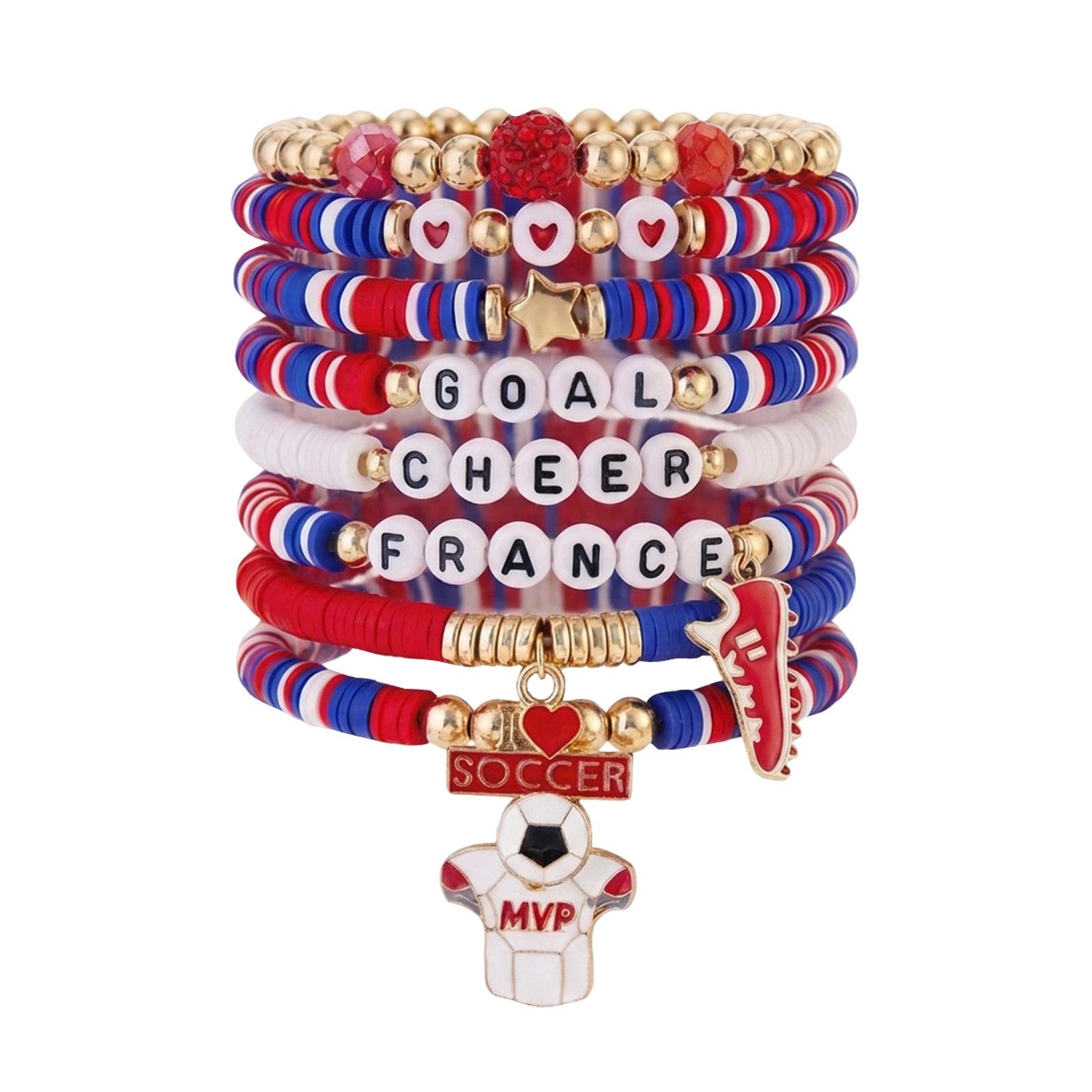 

Soccer Game Day Bracelets, Stackable Beaded Stretch Bracelet, Team Support Accessories Jewelry & Outfits, Soccer Fans Gifts One Size