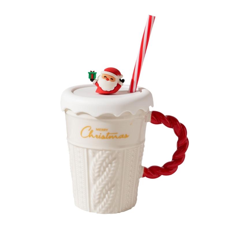 Christmas Themed Beverage Cup Seasonal Ceramic Mugs Practical Christmas Hot Beverage Cup for Coffee Milk