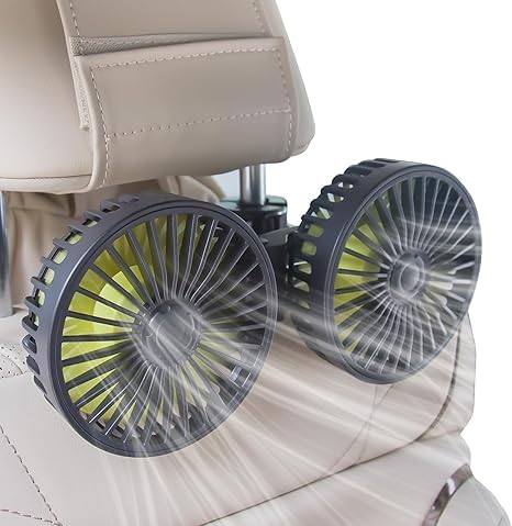

XOOL Car Fan Twin Head Fan with USB Port Rear Seat Cooling Fan 360° USB type twin head fan